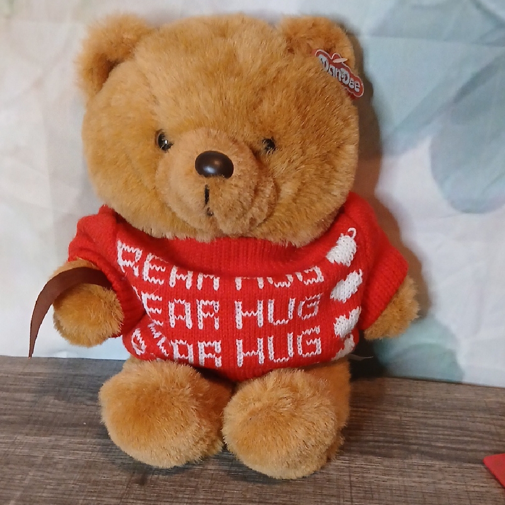 Brown Teddy Bear with Red Sweater Musical Wind-up Vintage